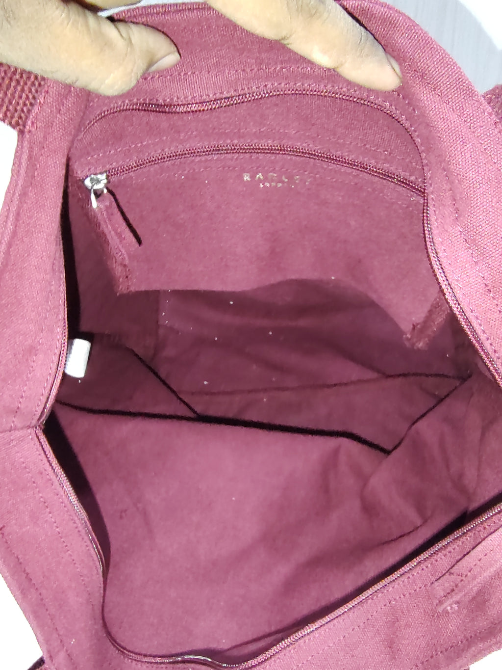 Burgundy Canvas "Love" Zip-Top Tote Bag