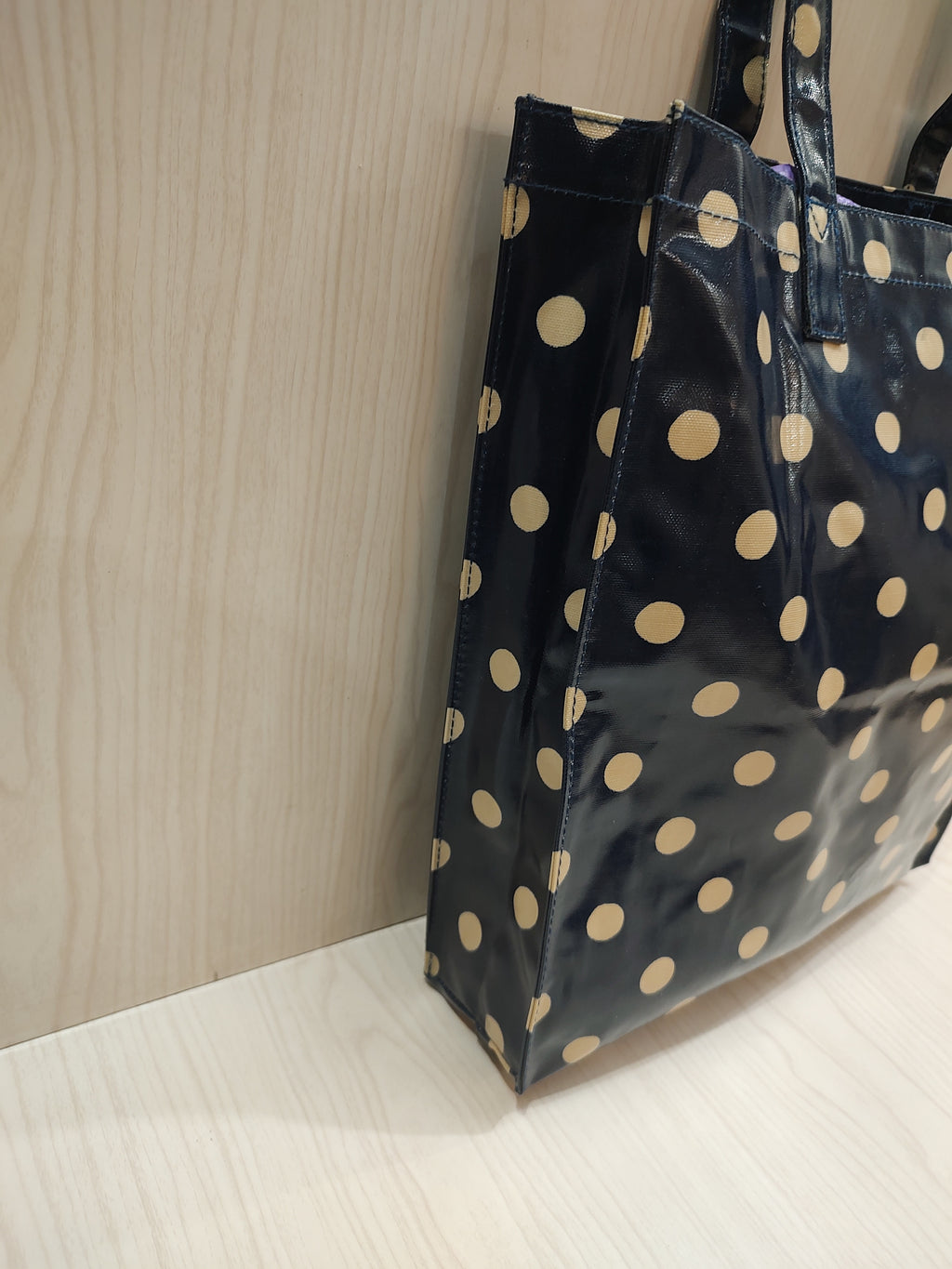 Classic Polka Dot Coated Cotton Tote Bag