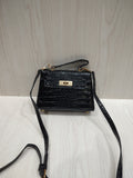 ✨ Elegant Glossy Croc-Embossed Top Handle Bag 👜