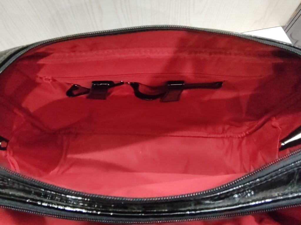 💼 Glossy Black Croc-Embossed Travel & Laptop Briefcase