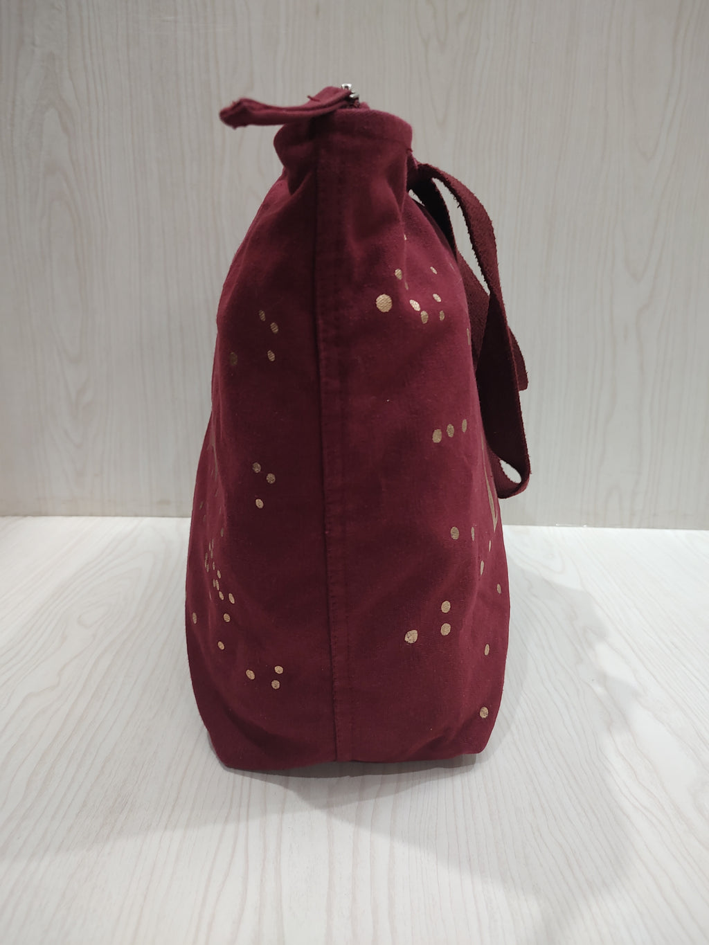 Burgundy Canvas "Love" Zip-Top Tote Bag
