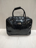 💼 Glossy Black Croc-Embossed Travel & Laptop Briefcase
