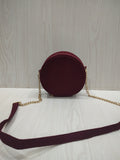 🍒 Burgundy Faux-Suede Circular Crossbody Bag