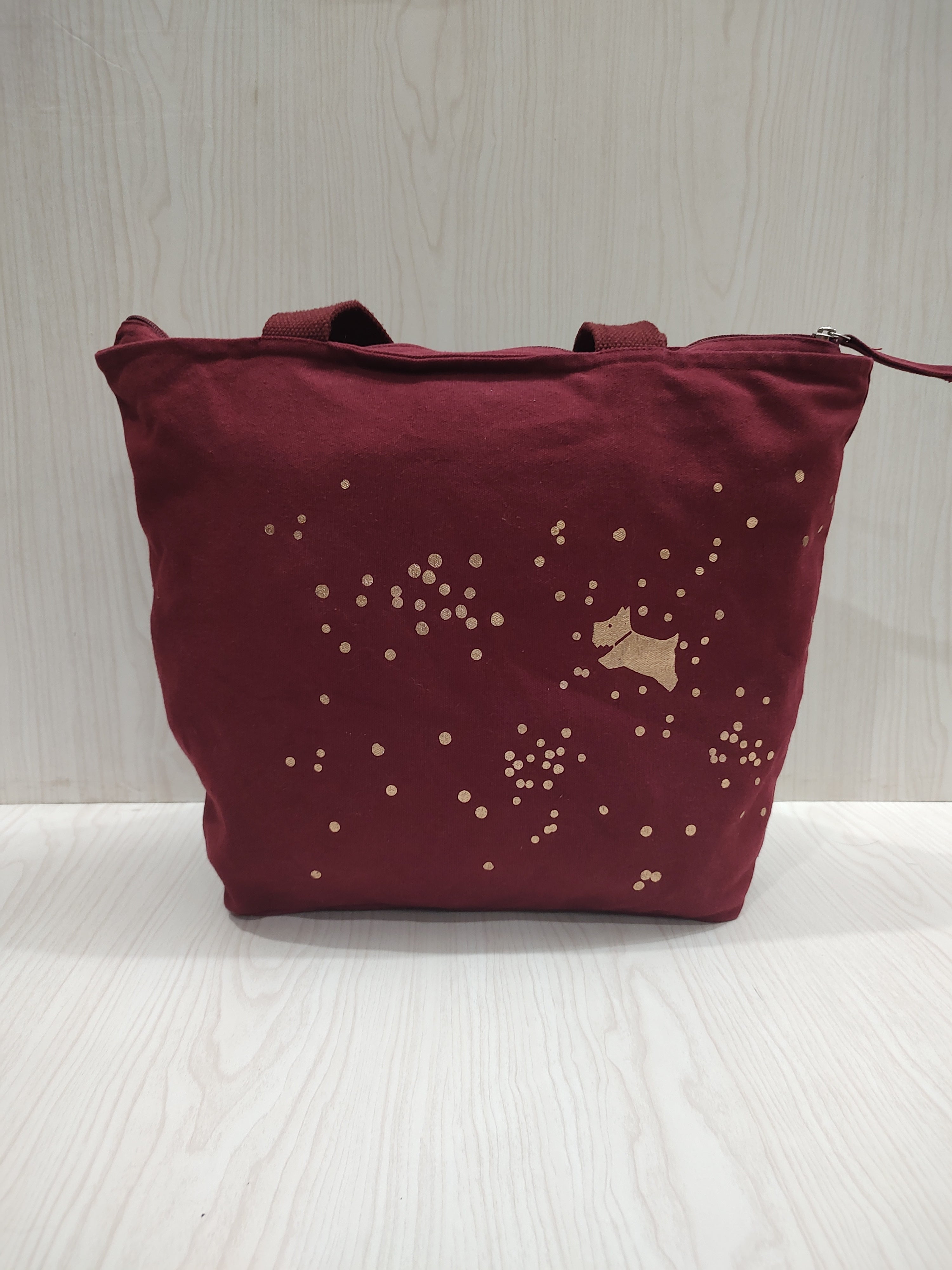 Burgundy Canvas "Love" Zip-Top Tote Bag