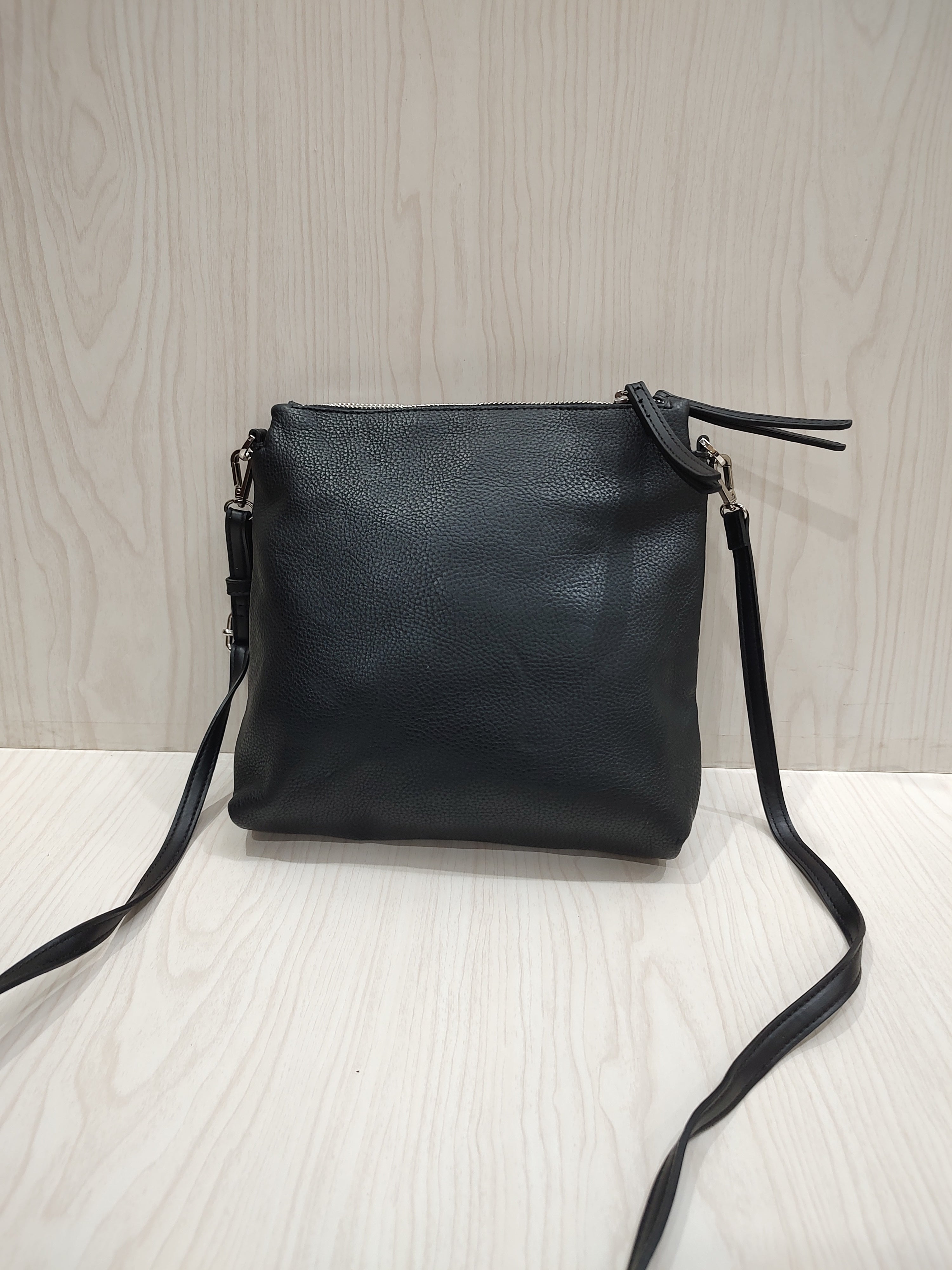 🖤 Sleek Textured Crossbody Bag with Triple-Compartment Storage