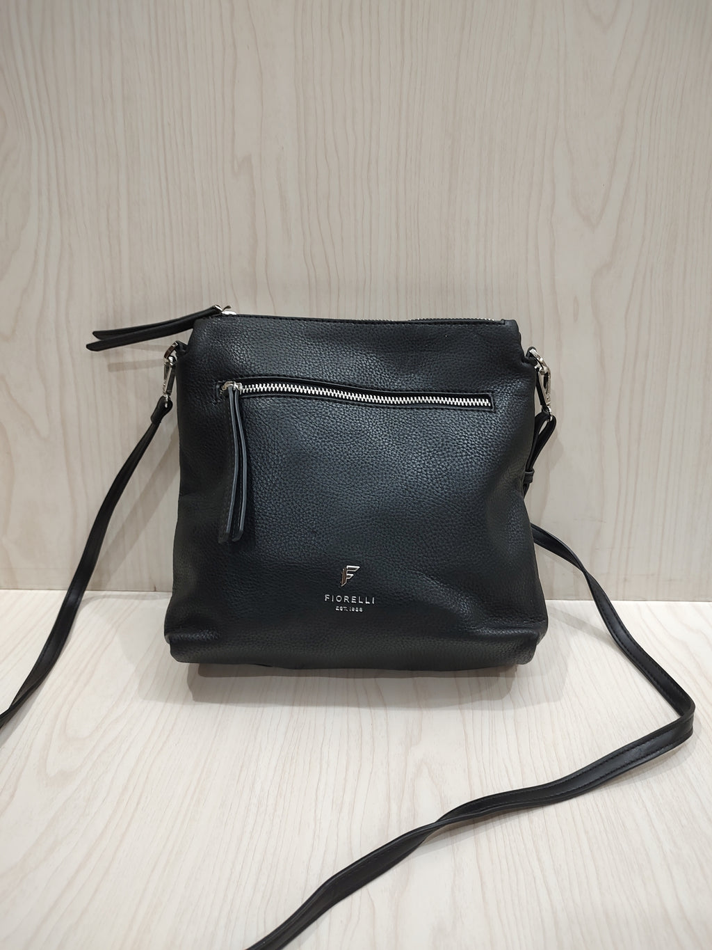 🖤 Sleek Textured Crossbody Bag with Triple-Compartment Storage