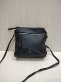 🖤 Sleek Textured Crossbody Bag with Triple-Compartment Storage