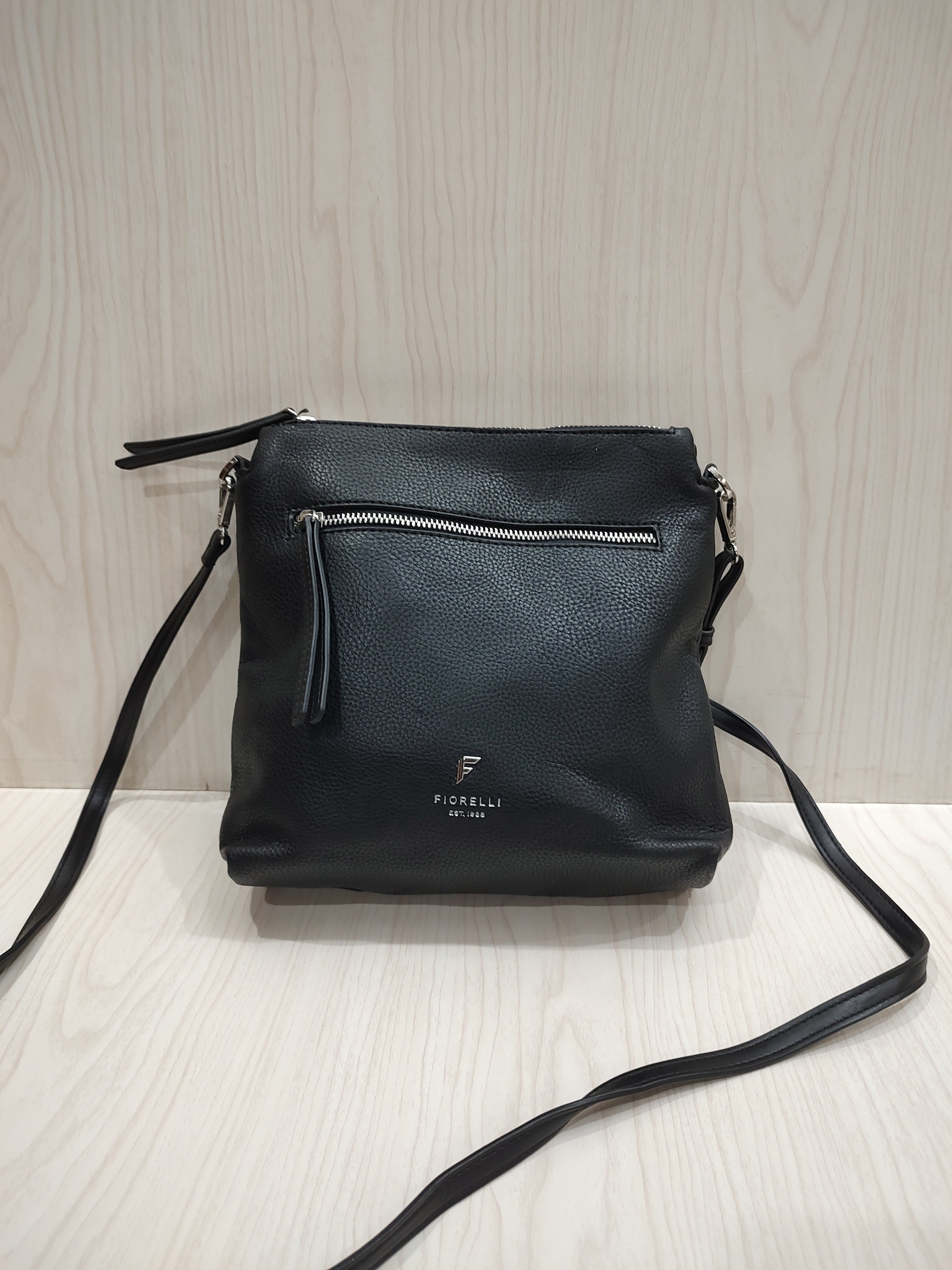 🖤 Sleek Textured Crossbody Bag with Triple-Compartment Storage