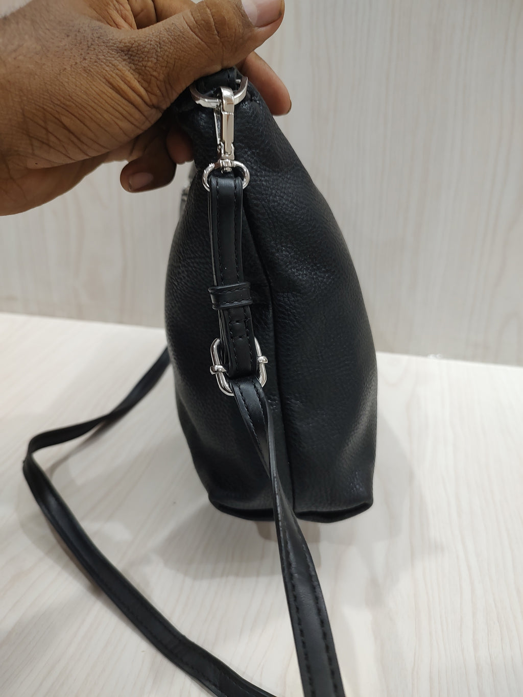 🖤 Sleek Textured Crossbody Bag with Triple-Compartment Storage