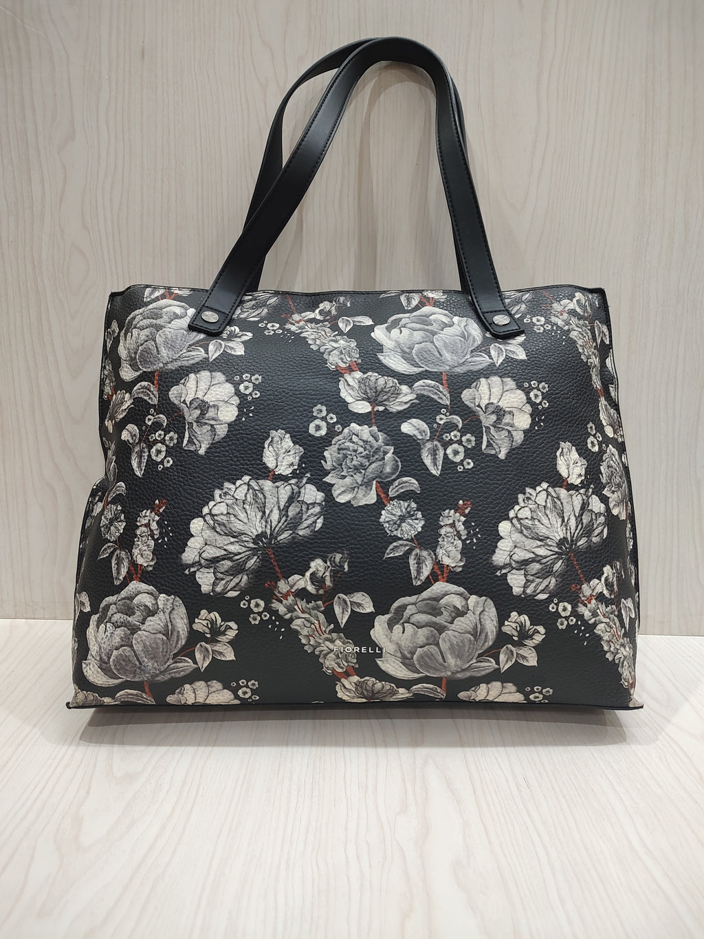 🖤 Monochrome Floral Shoulder Tote Bag