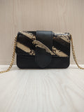Exotic Patchwork Crossbody Bag with Golden Big Cat Detail 🐆✨