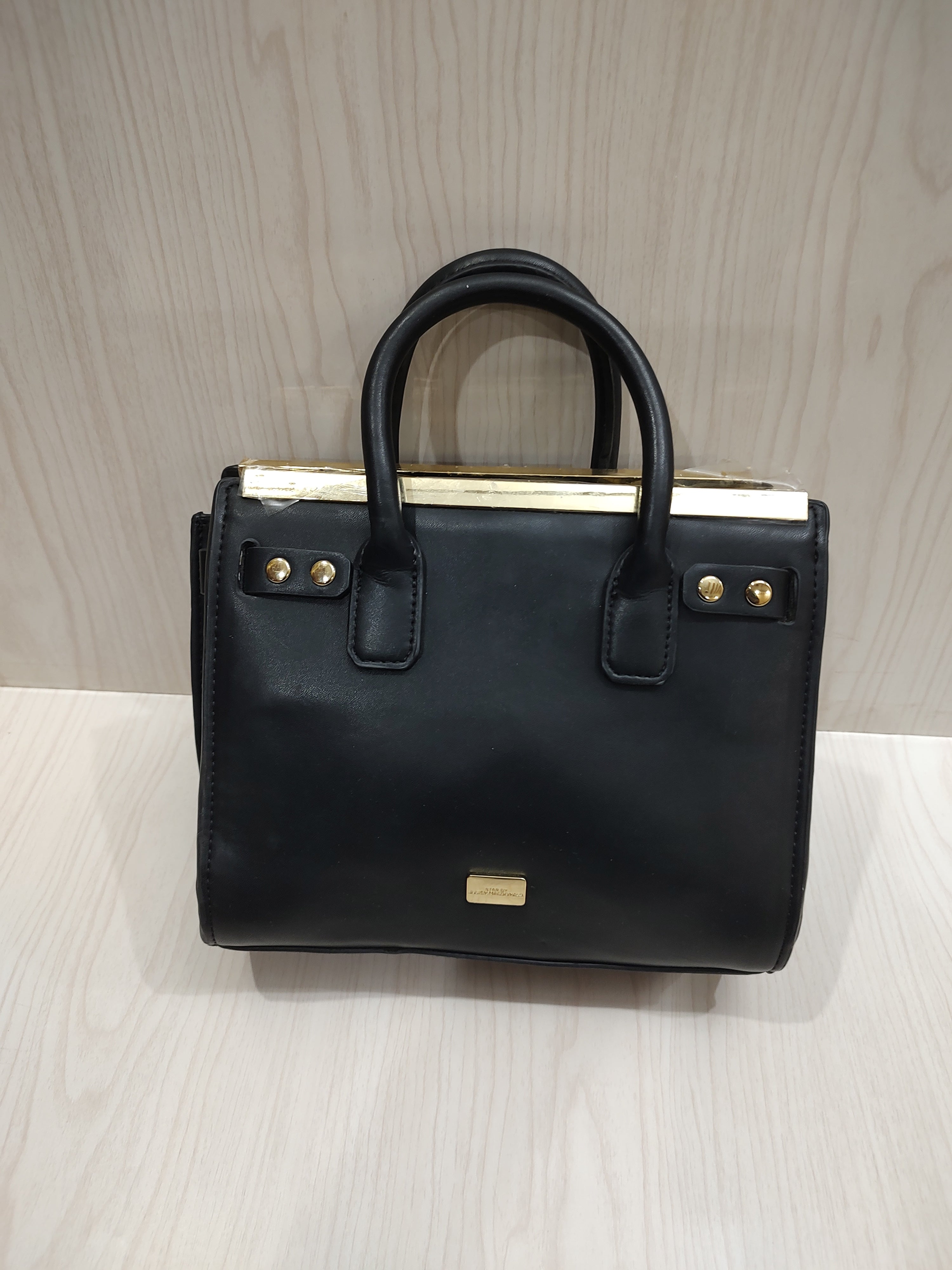 ✨ Edgy Quilted Black Top-Handle Handbag with Gold Studs 👜