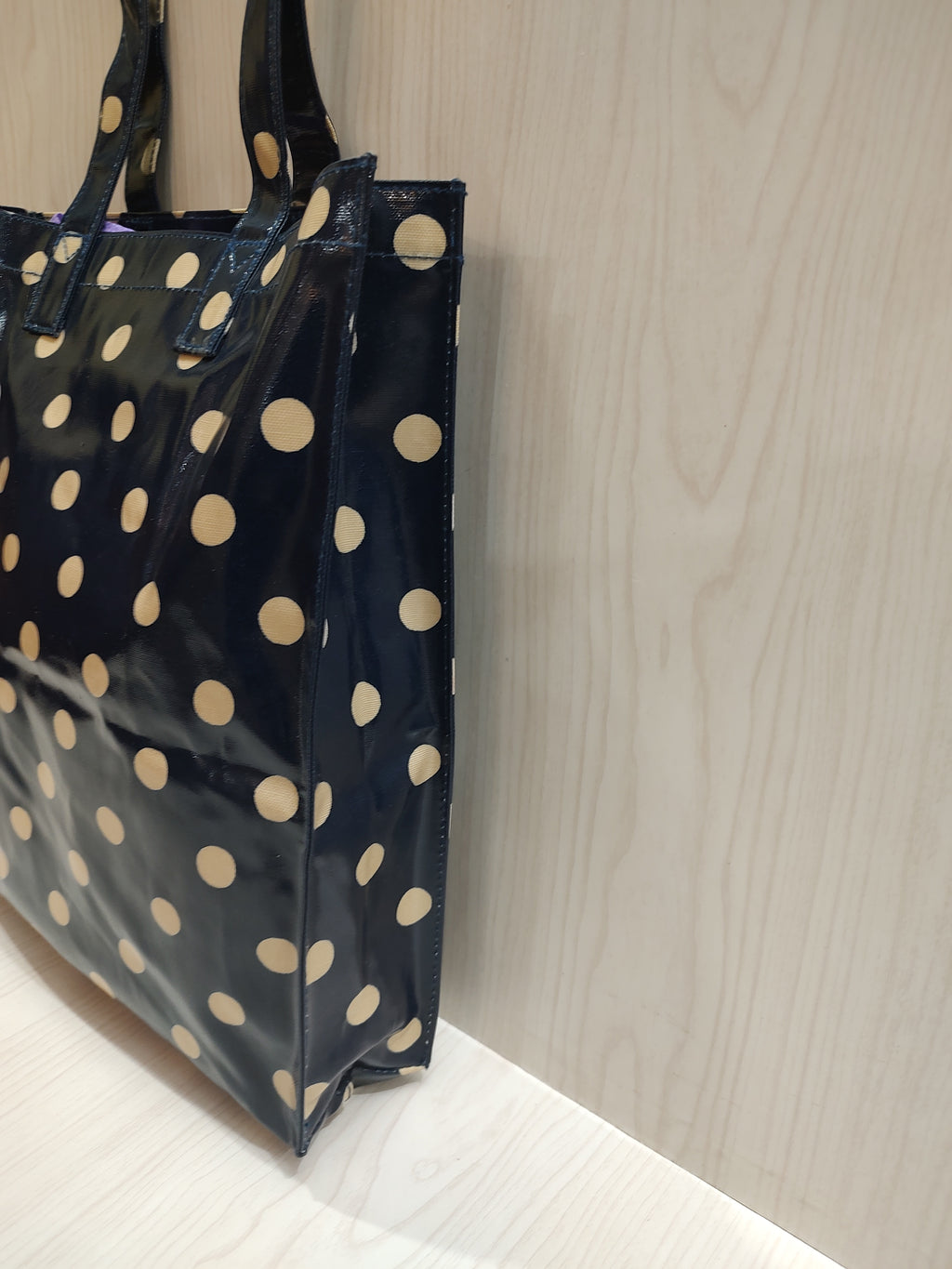Classic Polka Dot Coated Cotton Tote Bag