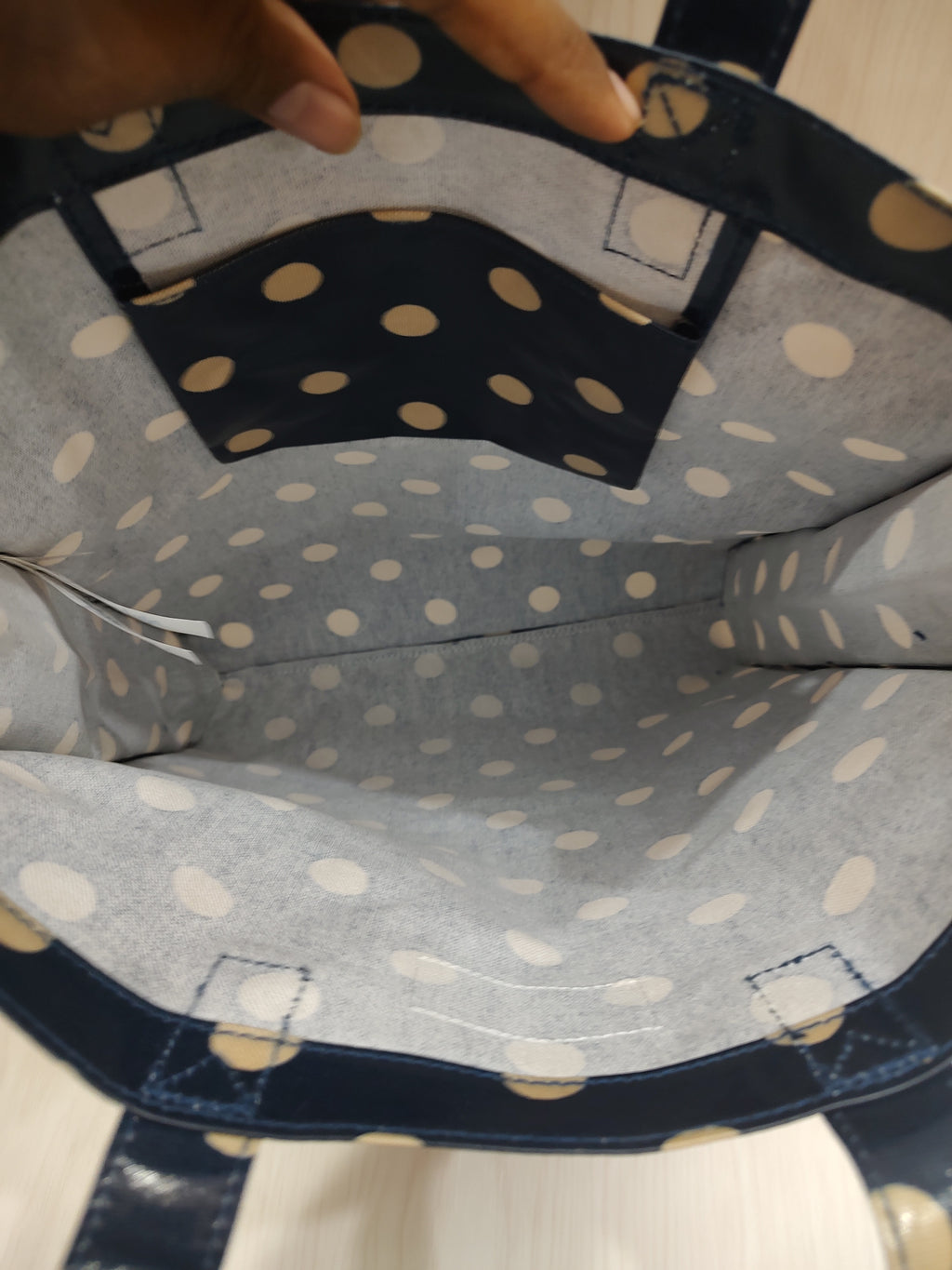 Classic Polka Dot Coated Cotton Tote Bag