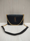 🖤 Chic Quilted Chevron Shoulder Bag with Elegant Gold Chain