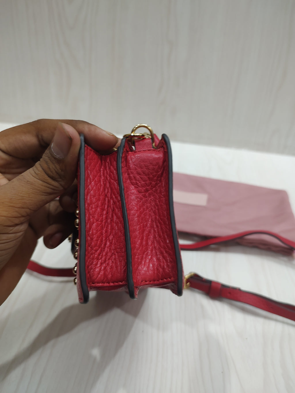 ❤️ Chic Crimson Studded Crossbody Bag 🎒 ✨