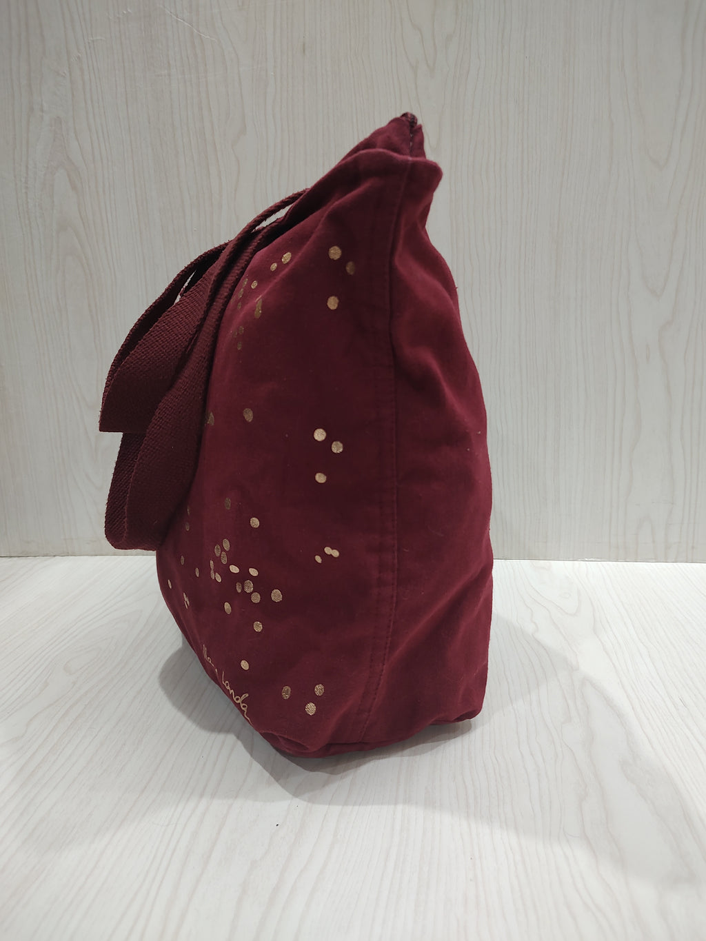 Burgundy Canvas "Love" Zip-Top Tote Bag